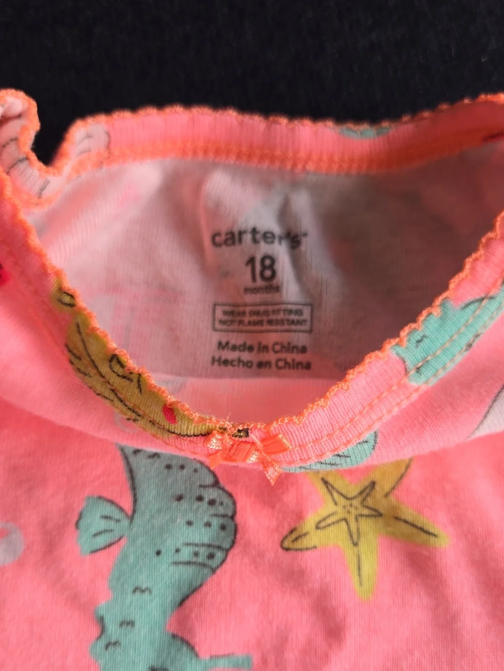 Set Carter’s Girl Under The Sea Fish 18 Mo Shirt & Shorts Pajamas Cotton Comfy